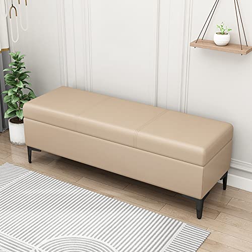 Storage Ottoman Bench for Bedroom, PU Ottoman with Storage And Safety Hinge, Modern Entryway Bench Seat Shoe Rack Bench with Metal Legs, for Bedr