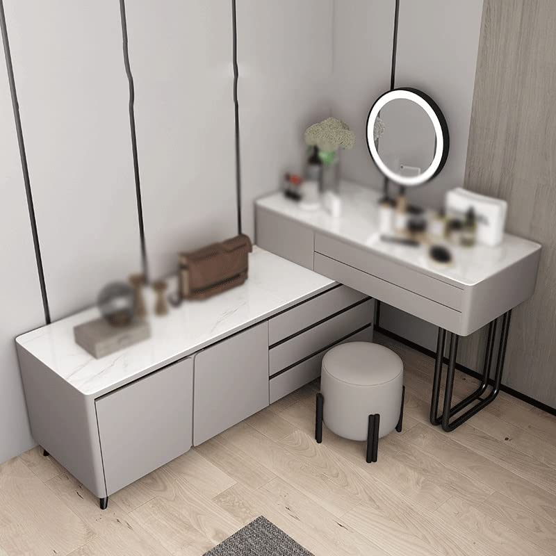 JJZXD Wooden Dressing Table Storage Storage Side Cabinet Corner Vanity Table Smart Vanity