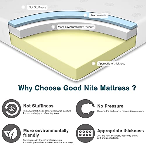 Good Nite Double Mattress Memory Foam 4.3Inch Deep with Breathable Knitted Removable Cover (135 x 190 x 11cm)