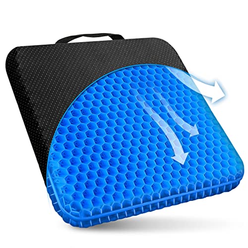 MONgiftshop Gel Seat Cushion, Double Thick Breathable Seat Cushion Cool Gel Cushion Honeycomb Design with Non-Slip Cover Pain Relif Seat Cushion