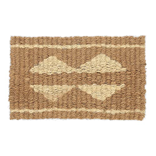 Relaxdays Jute Doormat, 60x40 cm, Durable, Handwoven, Mat for Indoor & Outdoor Use, Diamond Pattern, Brown/Cream, Design F