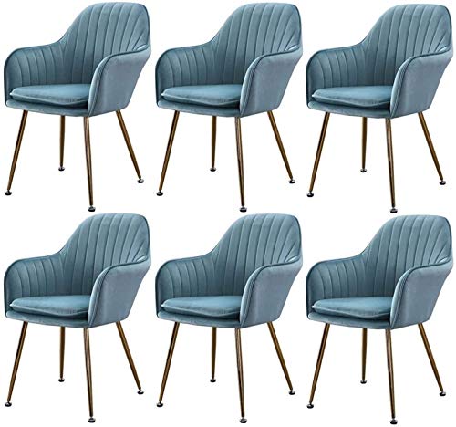 Modern Kitchen Dining Room Chairs Dining Chairs Set Of 6,Velvet Upholstered Kitchen Armchair with Sturdy Metal Legs Kitchen Living Room Lounge Co