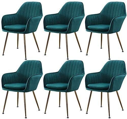 Modern Kitchen Dining Room Chairs Kitchen Dining Chair Set Of 6,with Metal Legs Velvet Seat and Backrests Kitchen Living Room Arm Sofa Chair (Col