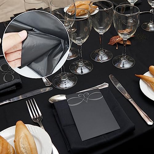 HXMJIED Black Tablecloth Plastic Table Cover (1 Pack) 137 x 274 cm Wipeable Rectangle Table coths for Indoor or Outdoor, Wedding, Birthday Party