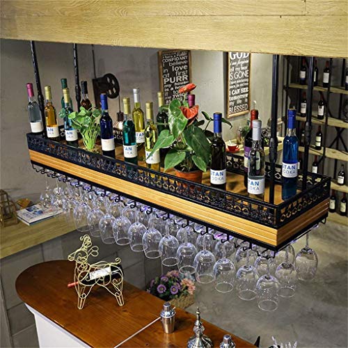 EYLINK Wine Racks,Wine Holder Solid Ceiling Hanging Mounted Wine Rack Neon Light Wine Glass Metal Wine Storage Display Stand