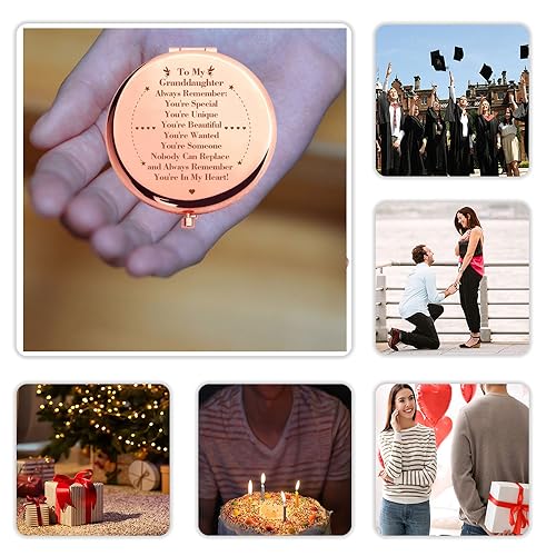 Engraved Inspirational Words Compact Folding Pocket Mirror Gifts for Mum/Grandmother Mothers Day Mum 60th Birthday Gift Ideas