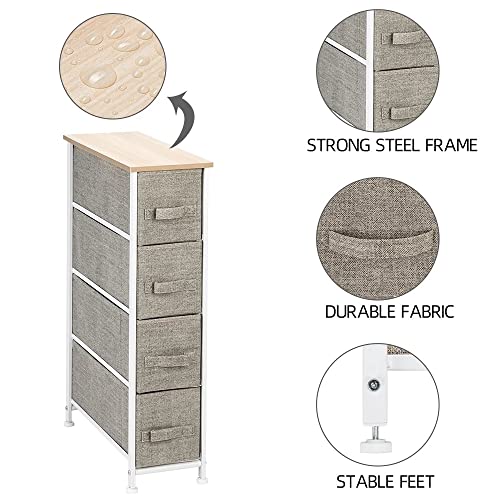 LIUZH 4 Drawer Fabric Dresser Storage Tower Non-woven Chest Of Dresser Bedroom Furniture Space Saving (Color : D)