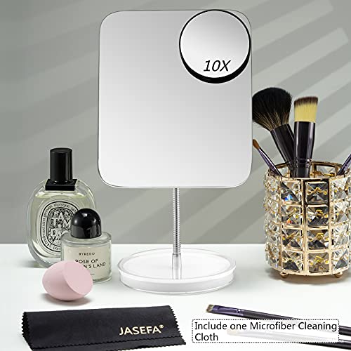 Jasefa Desk Makeup Mirror with Detachable 10x Magnification,360° Rotation Flexible Gooseneck Mirror with Stand,Tabletop Cosmetic Mirror,Good for