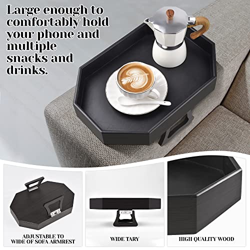 Wantsmart Sofa Arm Clip Table, Sofa arm Tray with Cup Holder, Couch Organizer for Drinks, Snacks, Remotes, Couch Armrest Table, Fits Most Standar