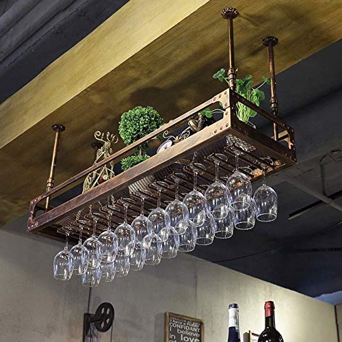 NEOCHY Wine Rack Hanging Ceiling Floating Hanging Living Room Kitchen Decoration Modern Wall-Mounted Wine Bottle Rack Glassware Rack Ceiling