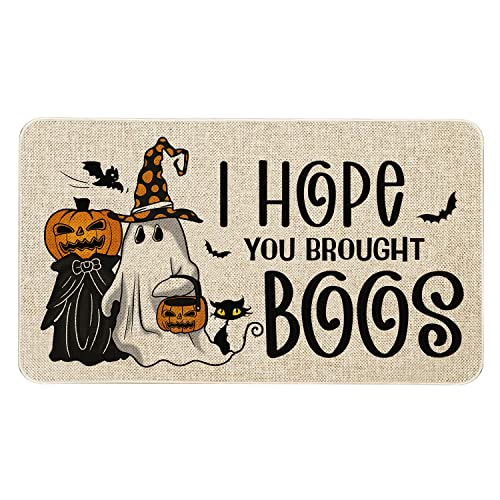 Roszwtit Halloween Door Mat 30 X 17 Inch Halloween Skull Doormat Indoor Outdoor Entrance Floor Mat Non Slip Halloween Decor Rubber Welcome Mats
