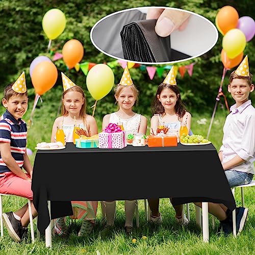 HXMJIED Black Tablecloth Plastic Table Cover (1 Pack) 137 x 274 cm Wipeable Rectangle Table coths for Indoor or Outdoor, Wedding, Birthday Party