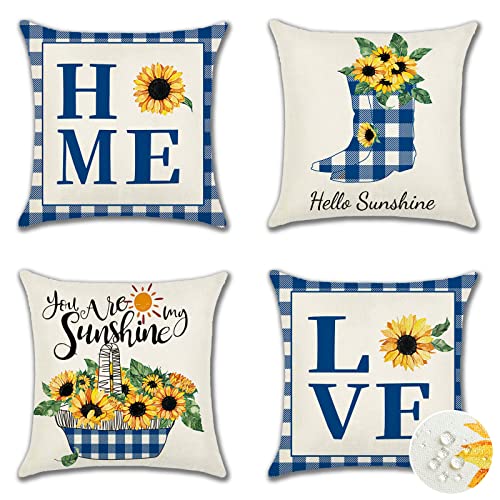 Ohok Outdoor Waterproof Cushion Covers 45x45 cm Pack of 4 Decorative Throw Cushion Covers Cushion Case for Sofa Couch Bed Living Room Outdoor Pat
