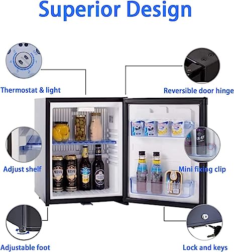 SMETA Camping Fridge 12V 240V, 12V Fridge for Campervan with Lock, Campervan Fridge Caravan Fridge Car Fridge for Yacht Van Truck RV Travel Quiet