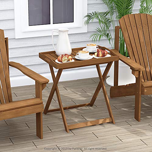 Furinno Outdoor Hardwood Tray, Coffee, Side Table, Wood, Natural, 40.1 x 62.2 x 67.6 cm