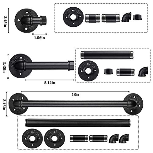 HIGOH Towel Rack Towel Holder Industrial Pipe Bathroom Hardware Fixture Set Heavy Duty Diy Wall Mount Accessories Kit Includes Robe Hook,Towel Ba