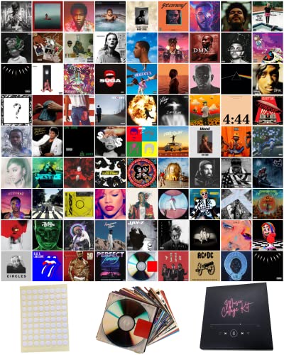 80 Print Album Covers | Unique Square Printed Photos 4x4 | Album Cover Posters Collage Kit | Music Posters for Room Aesthetic | Aesthetic Posters