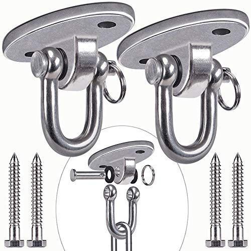 SELEWARE 2 Pieces 900KG Capacity Stainless Steel 180° Swing Hangers, Heavy Duty Swing Hooks for Concrete Ceiling Wooden, Hanging Hardware for Por