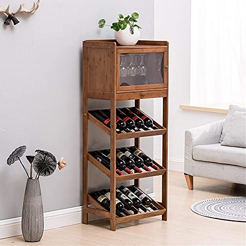 NEOCHY Bamboo Wine Rack, Free Standing Wine Storage Rack Display Shelves Capacity Storage Standing Table, Wobble Free for Home Kitchen