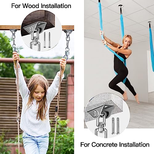 Heavy Duty Swing Hangers Hooks, 360° Swivel Heavy Duty Spring Hanging Kit, SUS304 Stainless Steel Hammock Hooks Swing Hook for Ceiling Concrete W