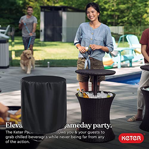 TheElves Patio Cooler Bar Table Cover for Keter 7.5-Gal Cool Bar Table, Outdoor Patio Round Beer Cooler Table Cover, Waterproof Barrel Cool Bar T