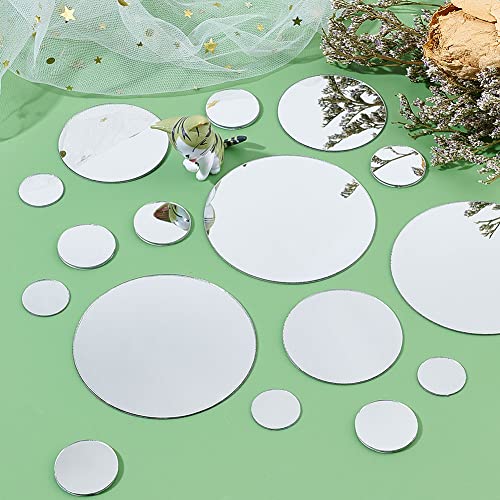 PH PandaHall 100pcs Round Mirror Tiles, 4 Sizes Self Adhesive Mirror 0.78 1 2 3 Inch Acrylic Craft Mirror Circles Mirror Small Mirror Pieces for