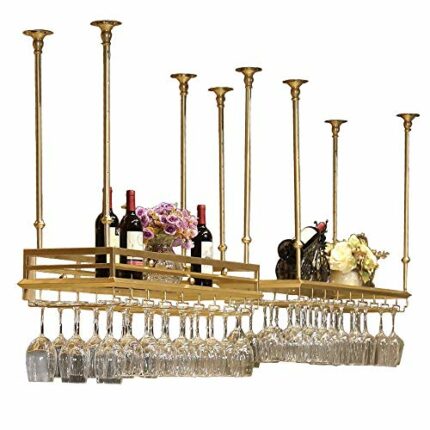 Wine Glass Holder Inverted Wine Rack Simple Style Iron Hanging Wine Glass Holder Ceiling Decorative Frame J1013, PIBM, a, 120x35cm