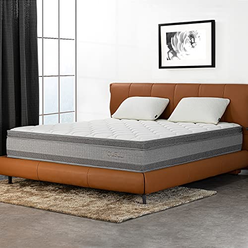 Molblly Double Mattress, 8.7 Inch Memory Foam Innerspring Hybrid Mattress Bed in a Box for Pressure Relieving Comfort Foam Sprung Hybrid Double S