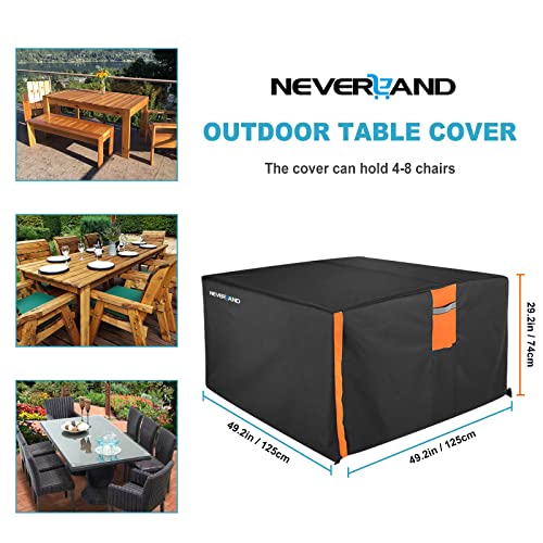 NEVERLAND Garden Furniture Covers Outdoor Dining set Covers Waterproof 300D Oxford Outdoor Patio Table Cover Large Garden Furniture Covers (125x1