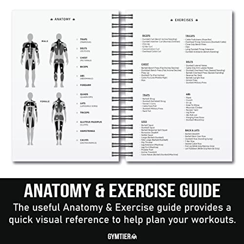 GYMTIER Workout Training Journal - A5 Gym Fitness Log Diary - 200 Pages Track your workouts - One Rep Max Tracker - Body Weight Goals & Tracking