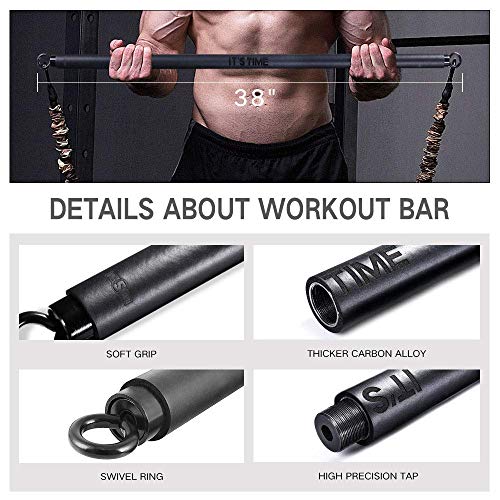 INNSTAR Portable Resistance Bands Bar, Workout bar for Powerlifting Strength Training Cardio Exercise and Home Gym