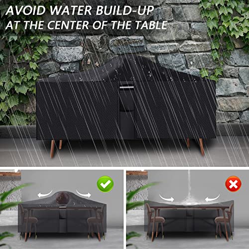 RICHIE Garden Furniture Covers Waterproof Garden Outdoor Table Cover 242x162x100cm, Heavy Duty 600D Oxford PVC Breathable Coating for Furniture S