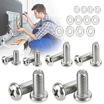 ZACUDA 24 Pack Universal TV Mounting Hardware Kit, M4 M6 M8 Vesa TV Mount Screws Stainless Steel TV Stand Screws TV Wall Bracket Screws Bolts wit