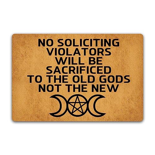 LuckyChu Funny Floor Mat Rug Non-Slip No Soliciting Violators Will Be Sacrificed to The Old Gods Not The New Entrance Indoor Outdoor Bathroom Kit