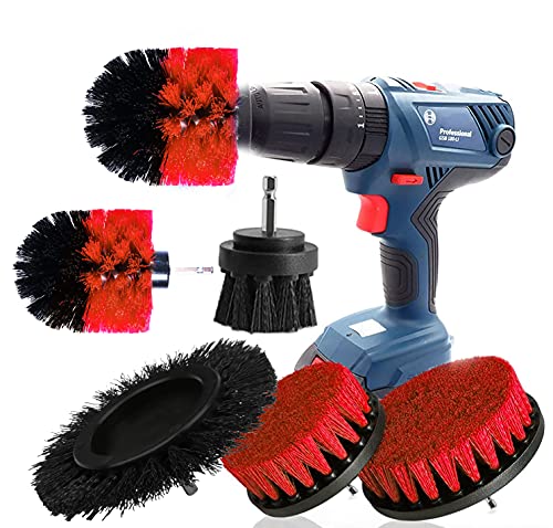 Brush Attachment Drill Set 5 Pieces Drill Brushes Attachment Cleaning Brush Rim Brush Scrubber Cleaning Brush Kit for Rims, Bathtub, Tiles, Kitch