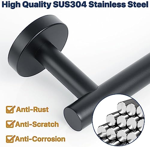 SAYAYO Towel Rail Wall Mounted Black Towel Holder Bathroom Towel Bar for Hand Towel SUS 304 Stainless Steel 24-Inch/600MM, EGKN2301FT-600-B
