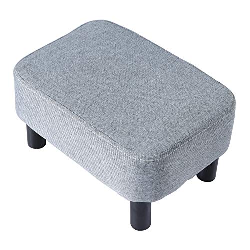 YMYNY 42 cm Footstool, Rectangle Ottoman with Stable Wooden Legs, Modern Linen Fabric Footrest, Change Shoes Stool for Living Room, Padded Seat f