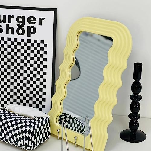 Mokoze Wavy Mirror Irregular Border 16.06"x10" Makeup Mirror for Wall-Mounted and Dressing Table Mirrors,Room Decor for Living Room Bedrooms and