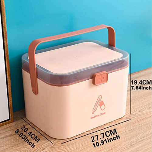 Large Household Medicine Storage Box, Fold 2-Layer First Aid Box, Portable Medicine Container Box, Large Medicine Chest for Home, School, Office