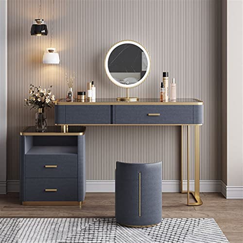 n/a Bedroom Dresser Tempered Glass LED Light Storage Integrated Style Dresser (Color : D, Size : Light Grey)
