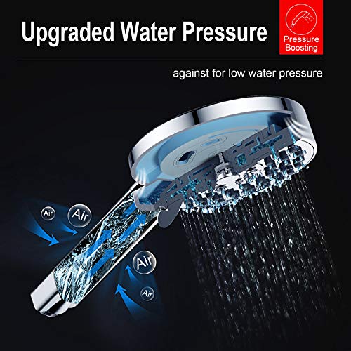 Shower Head,SAMODRA Low Water Pressure Boosting Handheld Shower Head High Pressure Water Saving 3 Powerful Spray Settings for Bathroom – Chrome