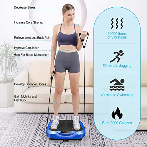 AXV Vibration Plate Exercise Machine Whole Body Workout Vibrate Fitness Platform Lymphatic Drainage Machine for Weight Loss Shaping Toning Wellne