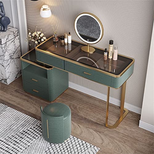 n/a Bedroom Dresser Tempered Glass LED Light Storage Integrated Style Dresser (Color : D, Size : Light Grey)