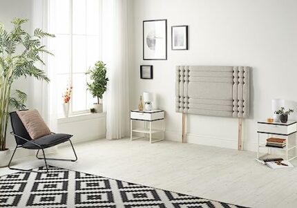 Somnior Beds Bed Centre Flexby Diamante Small Single 82cm Plush Silver Headboard With Wooden Struts