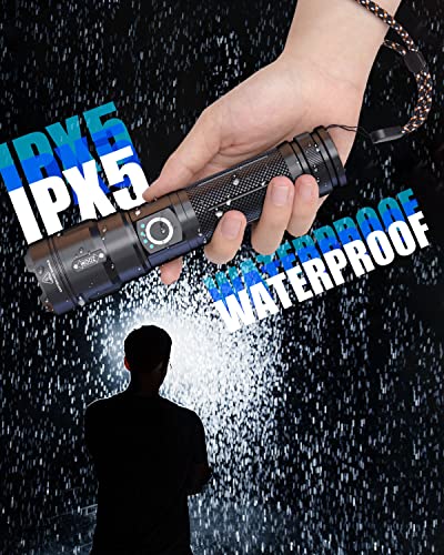 Maxesla 2 Pack Type C LED Torch Rechargeable 8000LM Gifts for Men Dad Kids, 3000mAh Battery Torches LED Super Bright, IPX5 Waterproof Rechargeabl