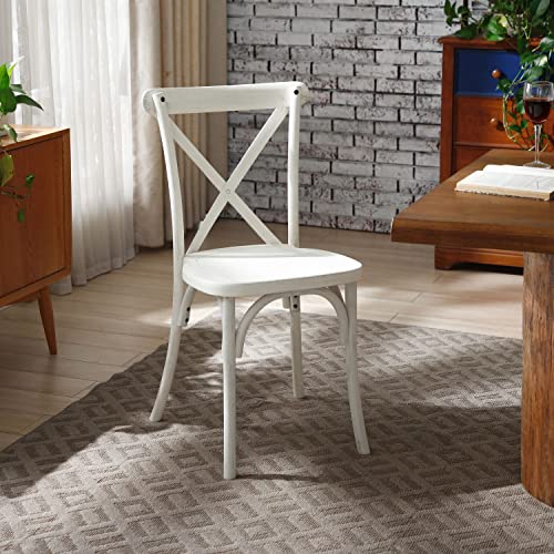 KEVINSPACE X-Back Chair Set of 4, Cross Back Chair for Kitchen, Dining Chair Furniture 4-Pack16.1" x17.3"x 35", White