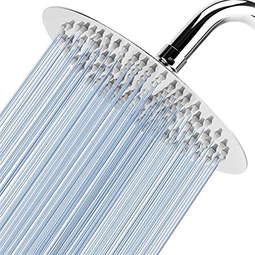 Rain Shower Head - Voolan 10" Round High Pressure Shower Heads Made of 304 Stainless Steel - Luxury Modern Chrome Look - Universal Wall and Ceili