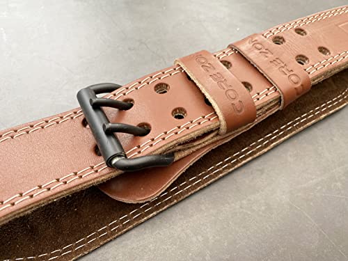 COREZONE Genuine Leather 4" Weight Lifting Belt for Men and Woman Gym Belt Lumbar Back Support for Deadlifts Squats Powerlifting Weightlifting He