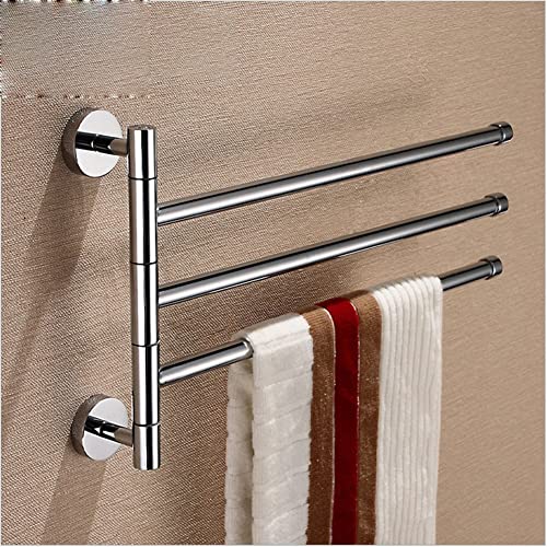 HIGOH Towel Racks, Towel Rail for Bathroom,High-Grade All-Copper Movable Hand Towel Holder,Movable Rod 3 Rods Rotatable Bathroom Bathroom Towel B