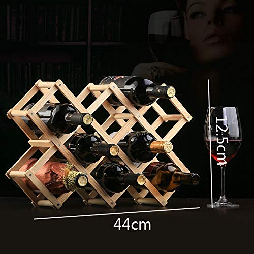 4-Tier Stackable Wine Rack -Foldable Wooden Countertop Cabinet Wine Holder Storage Stand Cellar- Free Standing - Perfect for Bar, Wine Cellar, Ba